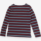 Navy White Red Stripe Long Sleeve Organic Cotton T