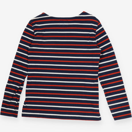 Navy White Red Stripe Long Sleeve Organic Cotton T