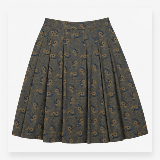 Moving Image Cotton Blend Midi Skirt Olive Green