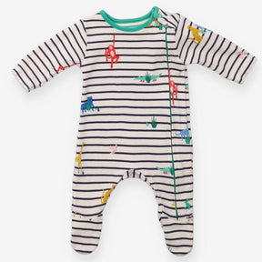 Sleepsuit zip stripe safari