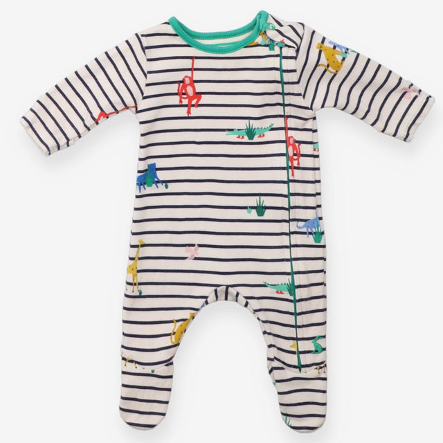 Sleepsuit zip stripe safari