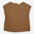 Short Sleeve Hemp Top Round Neck Brown