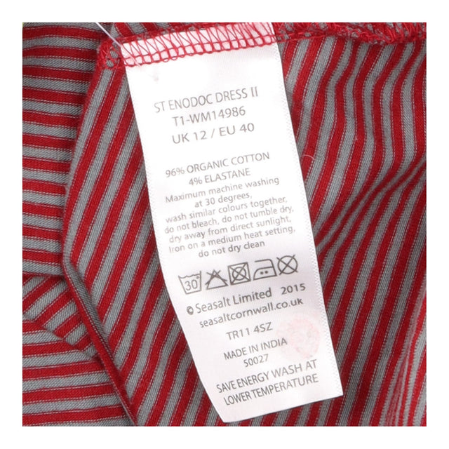 St Enodoc Dress Burgundy Grey Striped Organic Cott