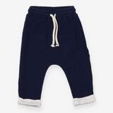 Navy ribbed joggers with pockets