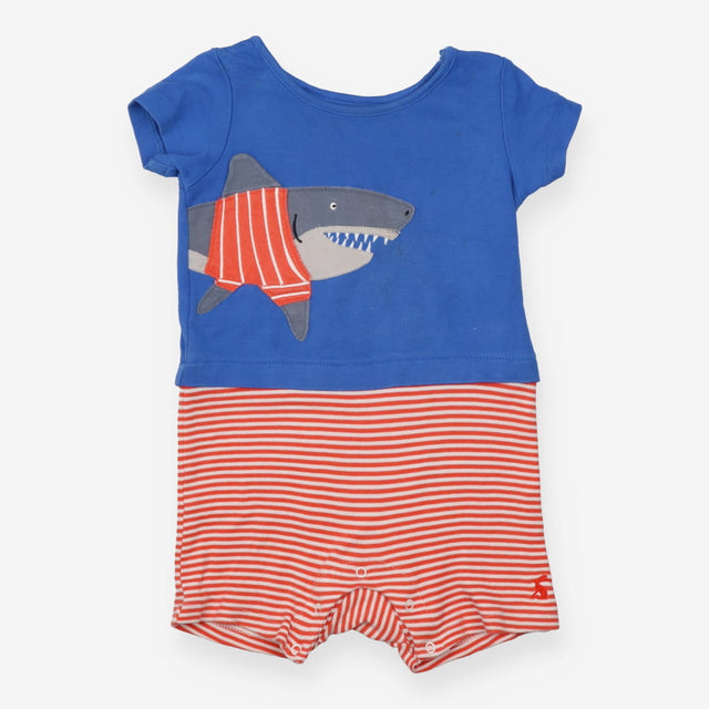 Romper blue orange and white shark 