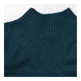 Jumper Teal Green Diamond Pointelle Funnel Neck Lo