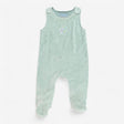 Footed romper green velour with koala 