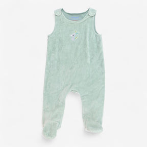 Footed romper green velour with koala 