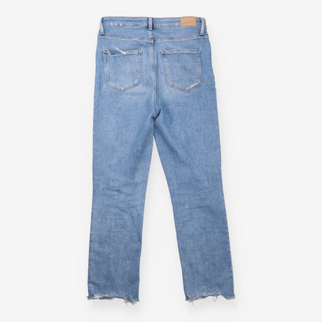 Jeans Light Wash Blue Raw Hem Straight Leg