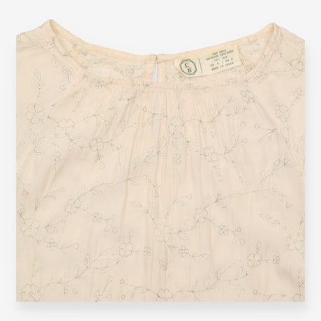 Cream Metallic Silver Floral Embroidered 3/4 Sleev