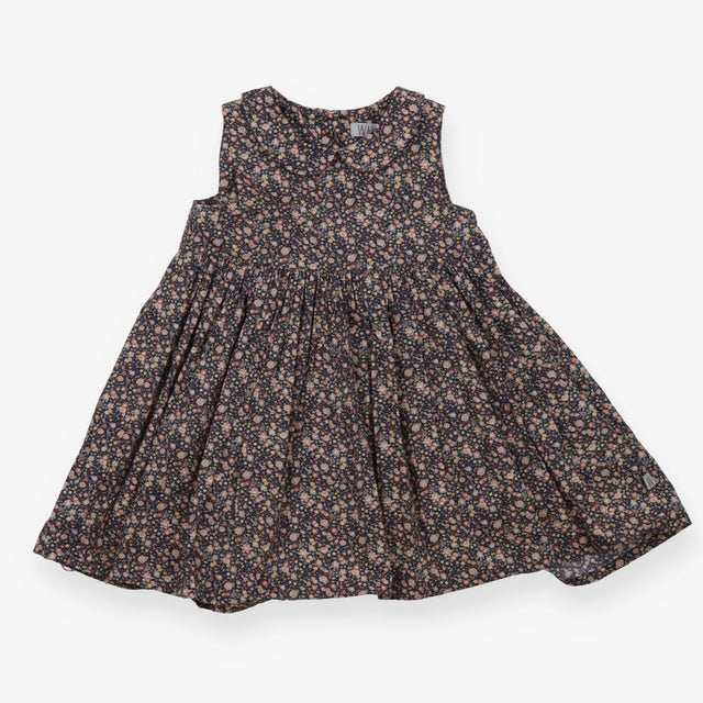 Dress sleeveless navy ditsy collared
