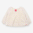 Blouse white pink yellow spots lined