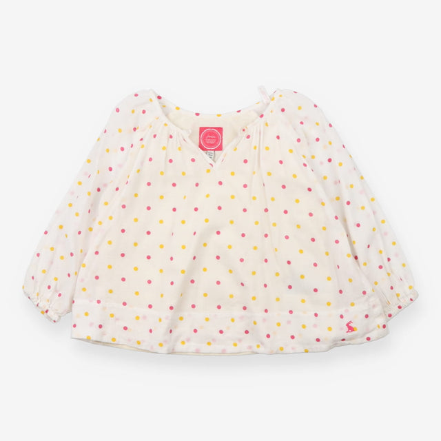 Blouse white pink yellow spots lined