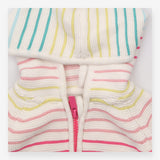 Cardigan hooded white rainbow striped