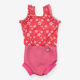 Pink floral happy nappy swimsuit