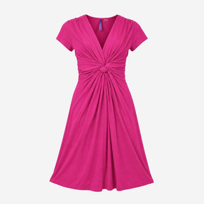 Dress Knot Front Jersey Short Sleeve Magenta Pink