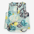Shell Top Aquatic Floral Silk Sleeveless Button Pl