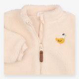 Fleece jacket Cream with Embroidered Duck with Bob