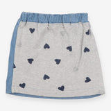 Skirt denim front jersey back with hearts
