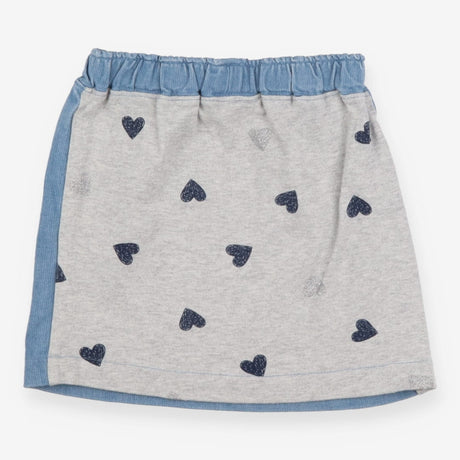 Skirt denim front jersey back with hearts