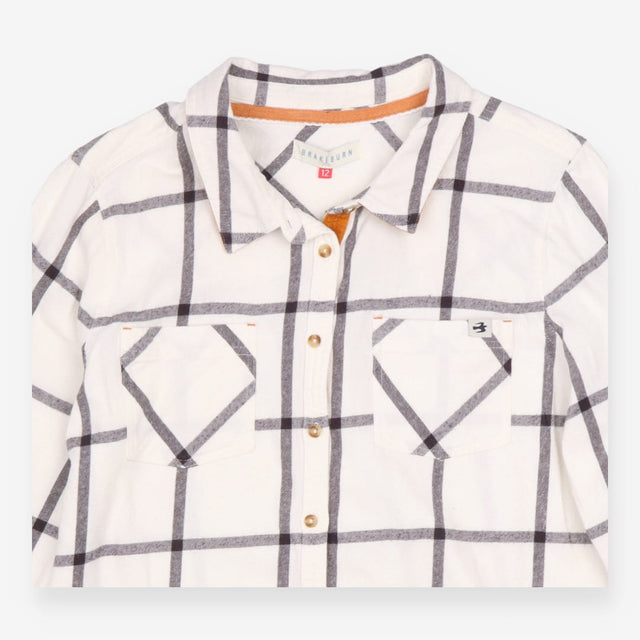 Check Shirt Cream Charcoal Long Sleeve Utility
