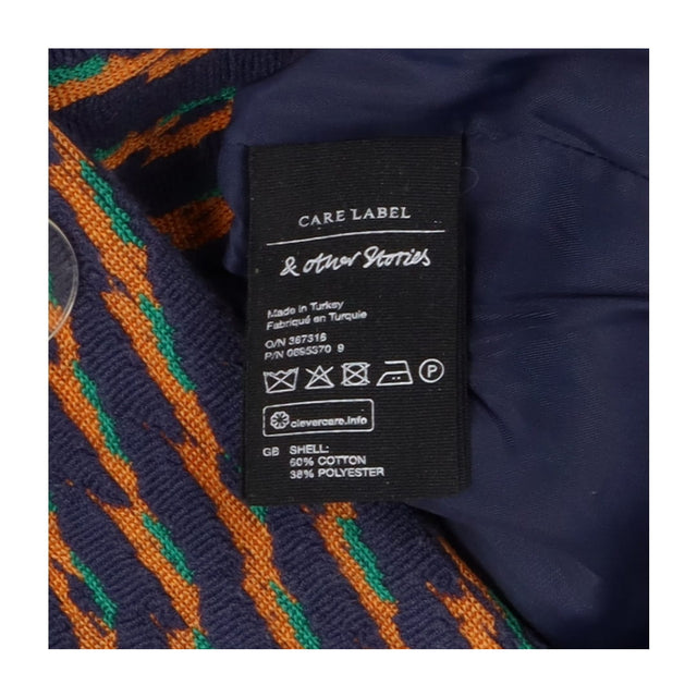 Blue and orange structured patch pocket blazer