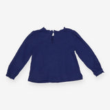 T-Shirt Long Sleeve Blue Lace Frill Collar