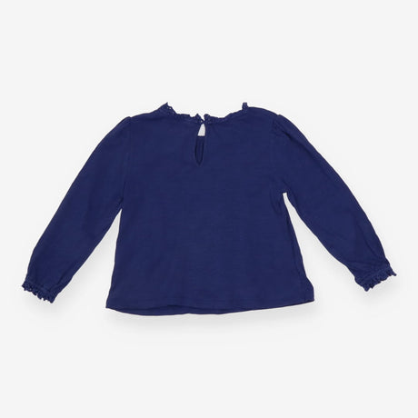T-Shirt Long Sleeve Blue Lace Frill Collar