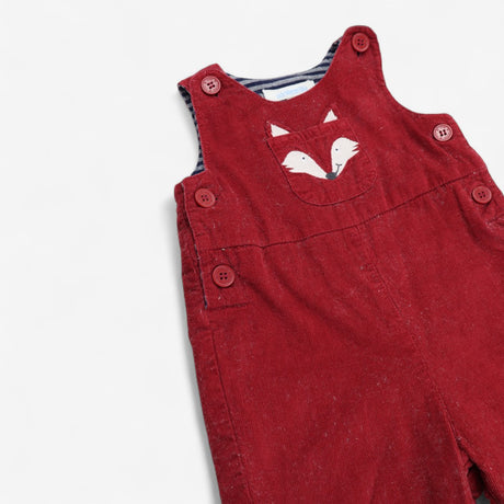 Red Cord Fox Dungaree with Blue Striped Lining