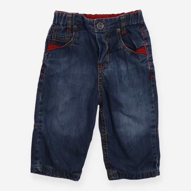 Blue jeans with red details