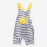 Dungarees Striped Animal Applique Navy Yellow