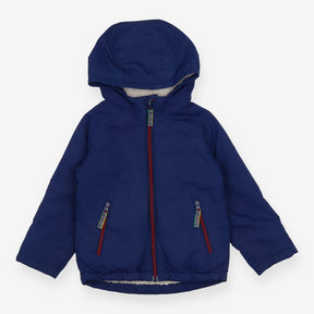Coat Fleece Lined Navy with Striped Zip Pulls
