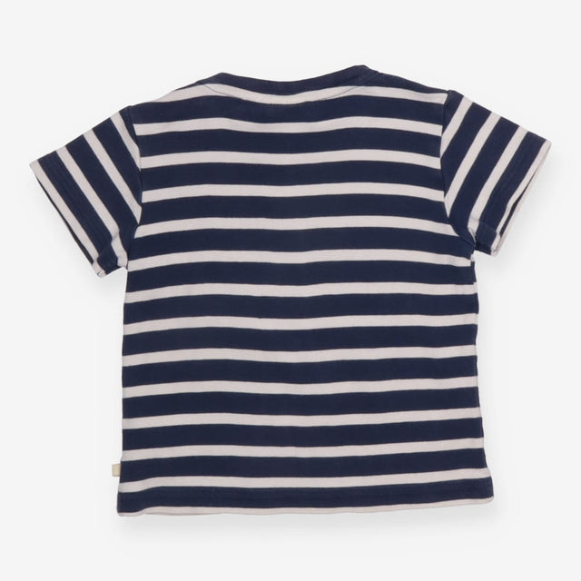 Tee Navy and White Strip with Multi coloured Fish 