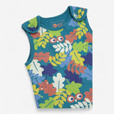 Romper Green with Peek a Boo Owl Leaf Print