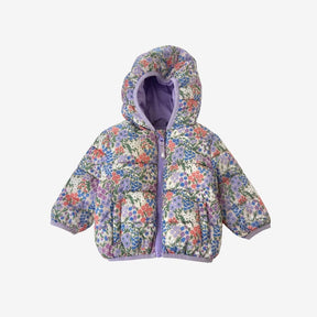 Purple Floral Puffer Coat