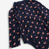 Bodysuit Collared Navy with Foxes and Leaves