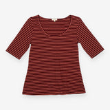 Striped Scoop Neck Cotton Stretch Top Plum Pink