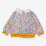 Floral Sweatshirt Collared with Yellow Cuffs
