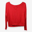 Red Scoop Neck Long Sleeve Top Viscose Stretch Jer