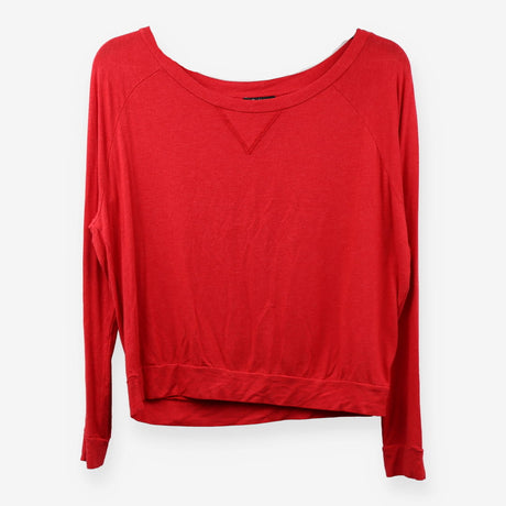 Red Scoop Neck Long Sleeve Top Viscose Stretch Jer