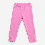 Leggings Pink with Flower Buttons