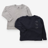 Grey marl and charcoal dino LS t-shirts 2pack
