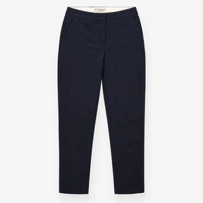 Smart Tailored Trousers Dark Navy Stretch Cotton