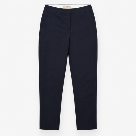 Smart Tailored Trousers Dark Navy Stretch Cotton