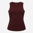 Top Burgundy Sleeveless Boat Neck Ribbed