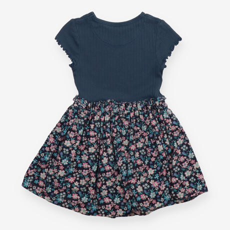 Dress SS pointelle top cotton blue floral skirt