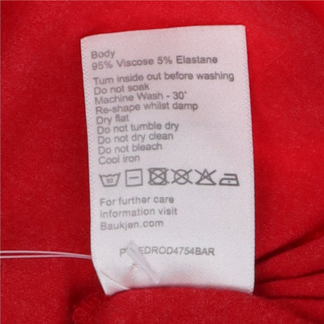 Red Scoop Neck Long Sleeve Top Viscose Stretch Jer
