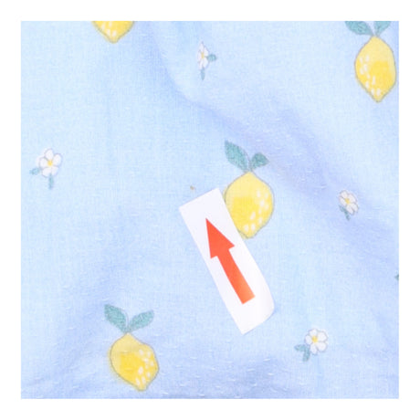 Dress Short Sleeve Collared Blue Lemon Appliques
