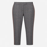 Trousers Check Side Stripe Tapered Ankle Length