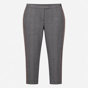Trousers Check Side Stripe Tapered Ankle Length